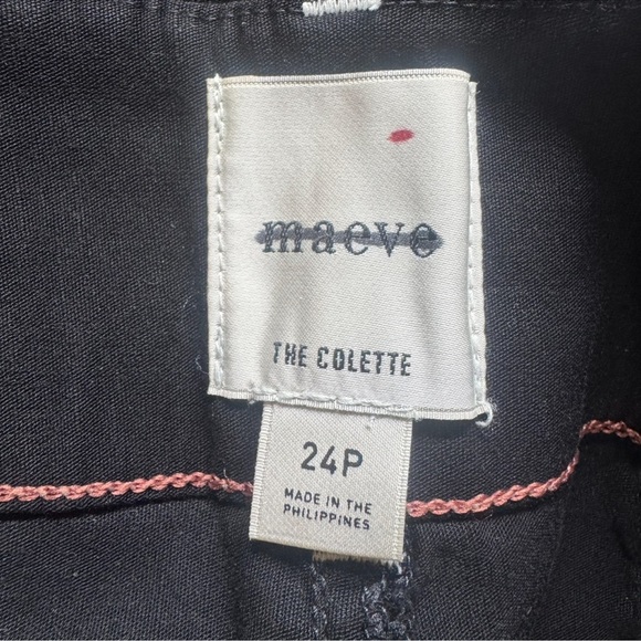 NWT Anthropologie Maeve Colette Wide-Leg Linen Pants Black Contrast Stitch 24P - Picture 13 of 14